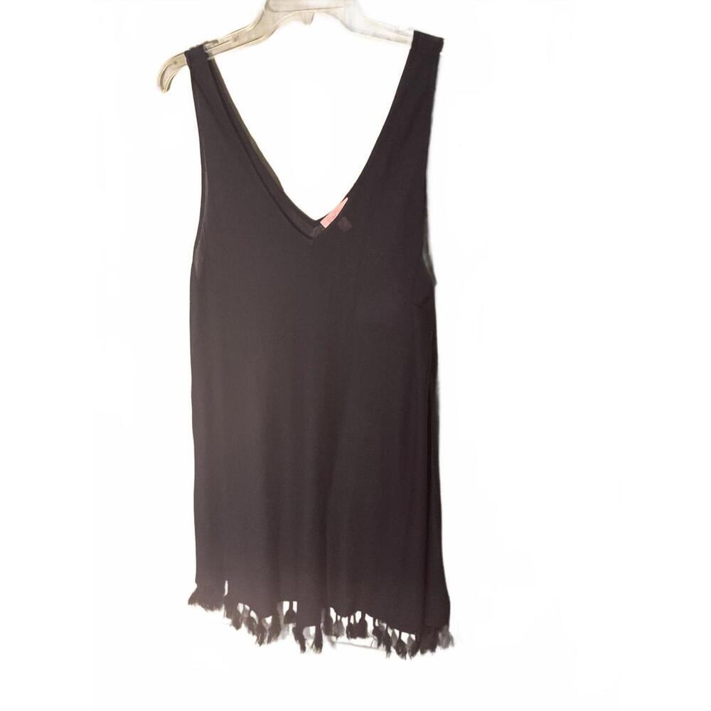 Lilly Pulitzer Navy V-Neck Semi Sheer Knit Swim Coverup with Fringe XL - Picture 2 of 8